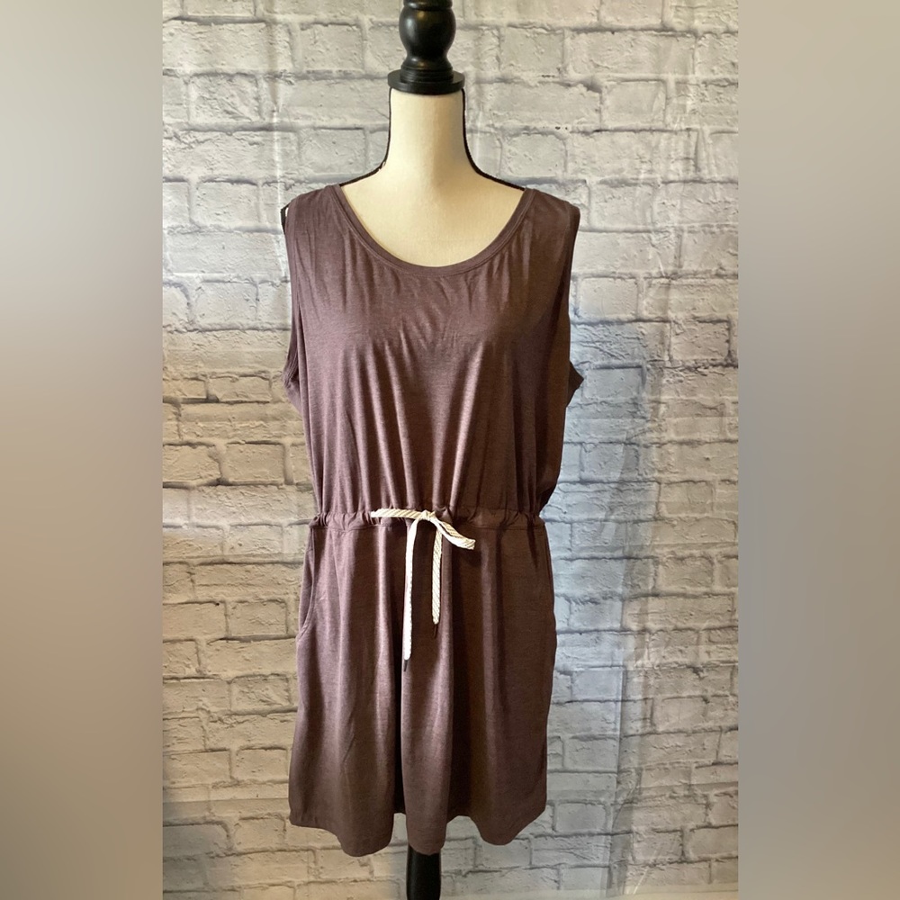 Sleeveless Purple Midi Dress with Drawstring Waist